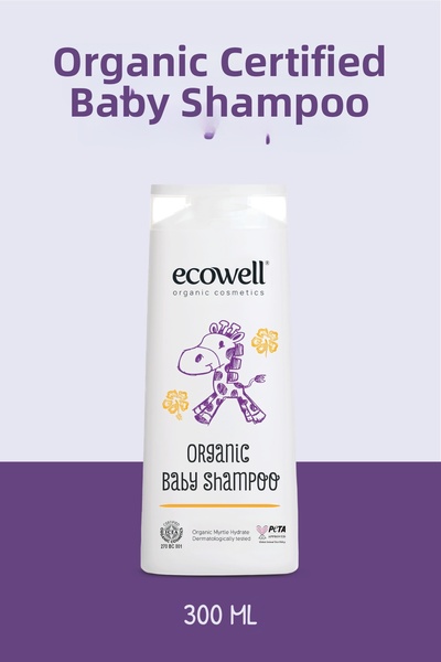 Ecowell شامبو عضوي للأطفال والرضع، نباتي، خالٍ من البارابين، يمنع قشرة الرأس،...