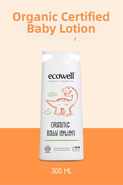 Ecowell لوشن عضوي للأطفال، للوجه والجسم، معتمد نباتيًا، كريم مرطب طبيعي للأطف...