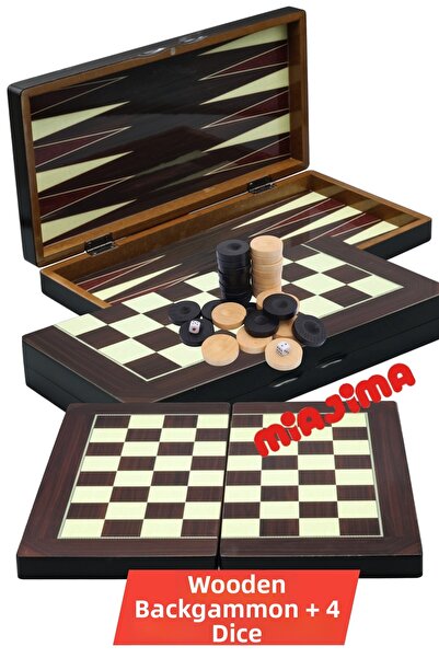 Miajima طقم طاولة تافلا إيطالي مطلي بالورنيش بلون الجوز مع طلاء البوليستر، مج...