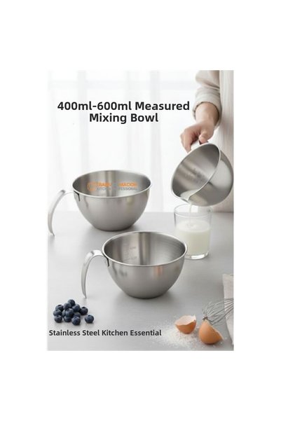 ModaCar Inox Steel Professional Measured Mixing Bowl Set -400-600 ml Sauce & Prep Chef Series