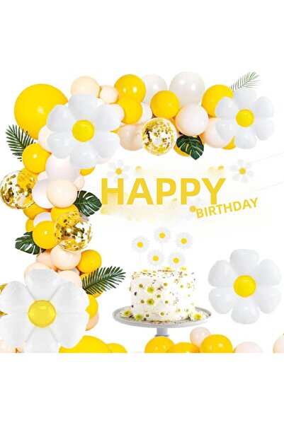 ALYA Σετ πάρτι γενεθλίων Party White Daisy Birthday Concept