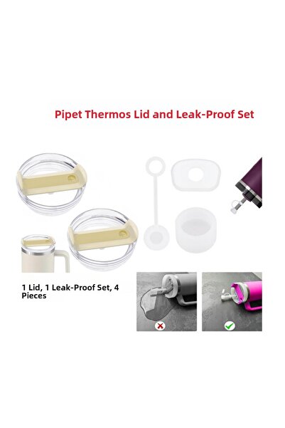 Stanley طقم غطاء ومانع تسرب للترمس متوافق مع الترمسات سعة 1.18 لتر، غطاء كريم...