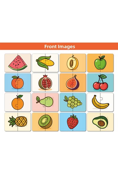 Generic Brand مجموعة ألغاز تعليمية ثنائية الاستكشاف (الفواكه والحيوانات) مجموعة تدريبية لتطوير الذكاء للأطفال فوق سن الثانية.