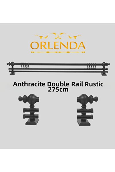 Orlenda Ρουστίκ κρεμάστρα κουρτινών από αλουμίνιο με ξύλινη κεφαλή διπλή ράγα...