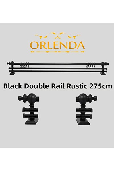 Orlenda Дървена алуминиева тръба за завеси в рустик стил с двойна релса 275 см