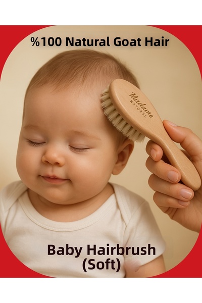 MADAMENATUREL فرشاة أطفال من شعر الماعز الطبيعي 100% (مع حقيبة هدية)