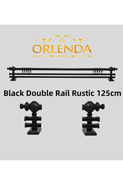 Orlenda Suport pentru perdea rustic din aluminiu cu cap din lemn, șină dublă ...