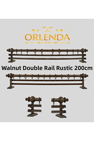 Orlenda Suport pentru perdea rustic de 200 cm - Tub din aluminiu cu șină dubl...