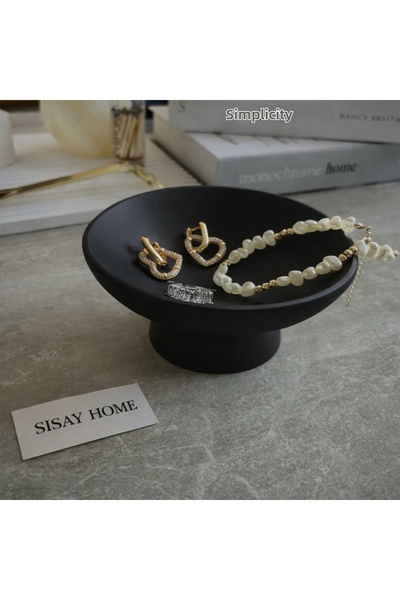 Sisay Home Μαύρο Μπολ Κοσμημάτων με Βάση |   Οργανωτής για δαχτυλίδια, σκουλα...