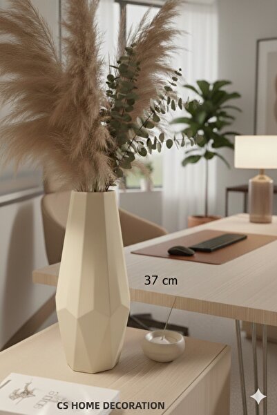 Lui Tasarım Σκανδιναβικό μοντέρνο γεωμετρικό βάζο σε κρεμ χρώμα 37 εκ.