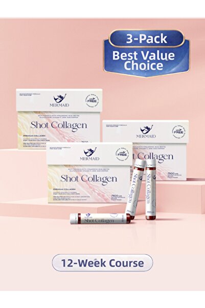 Mermaid Collagen Shot - الكولاجين البحري الفاخر، الجلوتاثيون، الهيالورونيك A،...