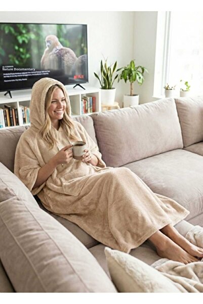 LaraLisa بطانية منزلية يمكن ارتداؤها تحافظ على الدفء بملمس ناعم