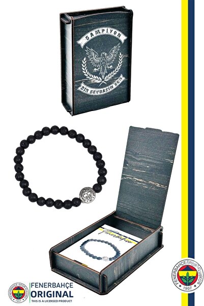 Fenerbahçe Original Licensed Fb Logo Lava Stone Natural Stone Bracelet Gift w...