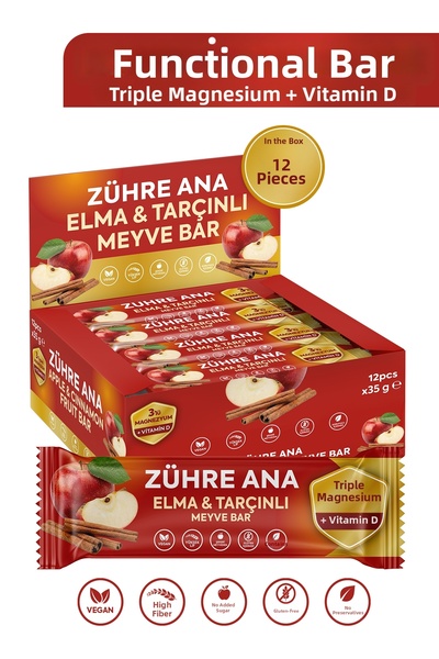 Zühre Ana 3-Pack of Fruit Bar Containing Magnesium and Vitamin D, Apple and C...