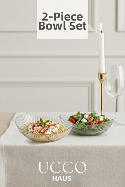 UCCO 2 Pcs 21cm Paris Oval Bowl Set - Salad Fruit Bowl - Presentation Bowl St...