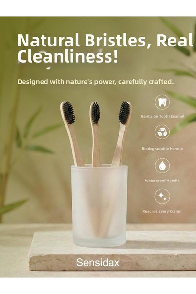 SENSİDAX Natural Bamboo Toothbrush -1+1 Piece- Medium Hard (Medium)