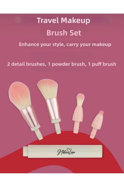 Naturallove Pink 4-Piece Makeup Brush Set Naturalove