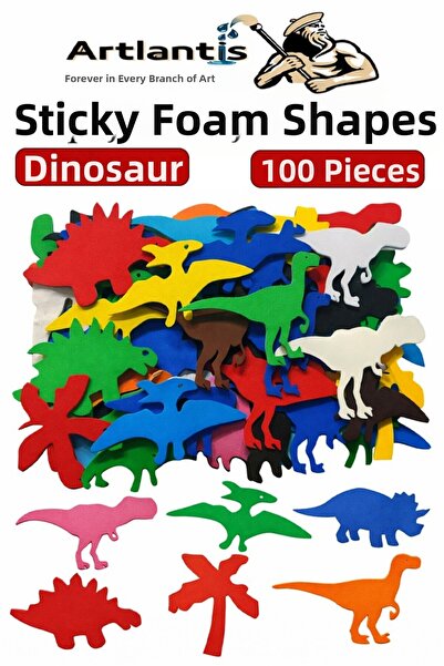Artlantis Shaped Eva Adhesive Dinosaur 100 Pieces 1 Pack Self-Adhesive Eva St...