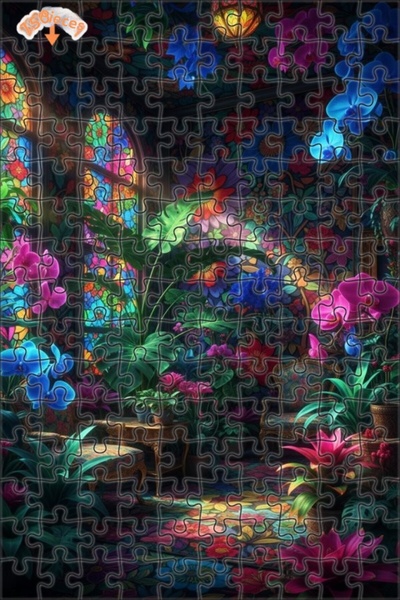 Teona Ahşap لغز خشبي بإطار مزدوج الطبقات بتصميم فن الزجاج الملون لحديقة الزهو...