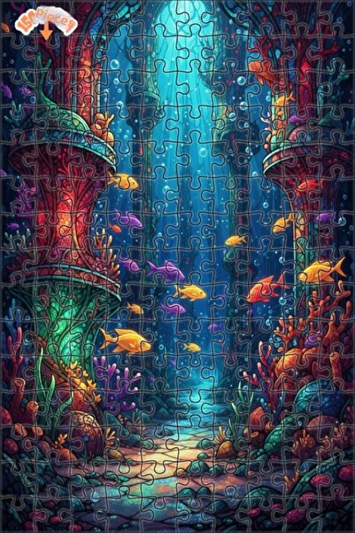 Teona Ahşap لغز خشبي على شكل قلعة تحت الماء بمظهر لوحة زيتية 150 قطعة 20×30