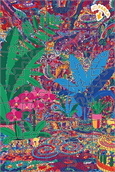 Teona Ahşap لغز خشبي بإطار مزدوج الطبقات بمظهر فن فسيفساء غابة النمر 50 قطعة ...