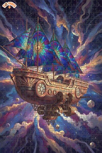 Teona Ahşap لغز فني بمظهر لوحة مائية لسفينة السماء الغامضة 500 قطعة 50×30