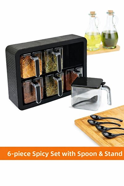 Lorin Plastic Spice Container 6 Pcs Black