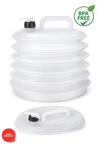 Funny Life 10 Lt Collapsible Plastic Water Container with Tap, Accordion Bott...