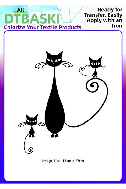 F17 Ajans طباعة القطط السوداء الملتصقة بالحديد من القماش DTF