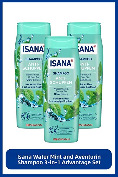 ISANA Water Mint and Aventurine Shampoo 3-Piece Advantage Set
