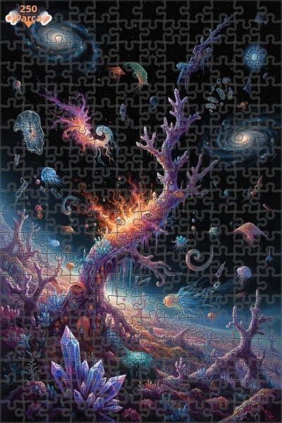 Teona Ahşap Fantastic Galaxy Sea Double Layer Framed Wooden Puzzle 250 Pieces...