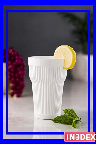 İN3DEX Unbreakable White Acrylic Water Cup 400ml Long Design