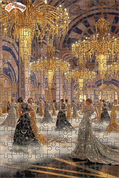 Teona Ahşap Ballroom with Golden Candlesticks Art Double-Decker Framed Wooden...