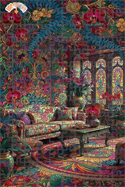 Teona Ahşap لغز خشبي مؤطر بطبقتين بمظهر لوحة زيتية فنية بوهيمية من حديقة الأو...