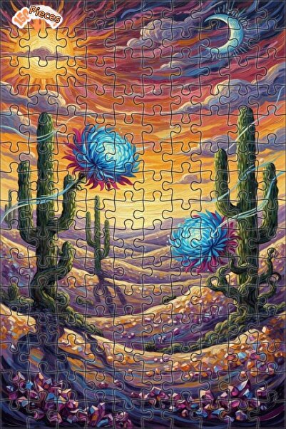 Teona Ahşap لغز خشبي مؤطر بطبقتين بمظهر لوحة زيتية يشبه حلم الصحراء الساحر 15...