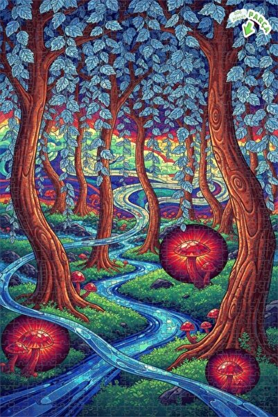 Teona Ahşap لغز خشبي على شكل فطر الغابة السحرية بمظهر الألوان المائية 800 قطع...