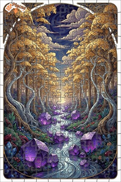 Teona Ahşap Magical Crystal Forest Road Double Layer Framed Wooden Puzzle 150...
