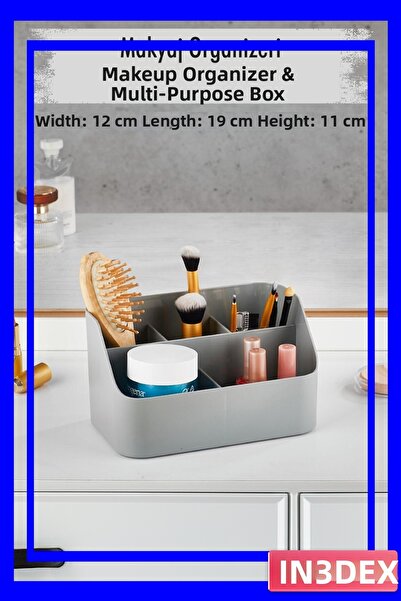 İN3DEX Foldable Gray Plastic Storage Box 12X19X11Cm