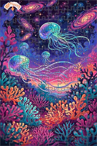 Teona Ahşap لغز خشبي بمظهر الألوان المائية لحزمة قناديل البحر الفلكية 150 قطع...