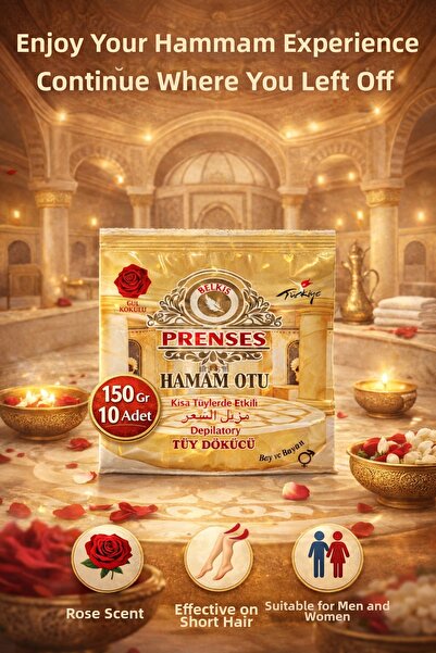 PRENSES مسحوق مزيل الشعر برائحة الورد للحمام - 150 جرام × 10 قطع