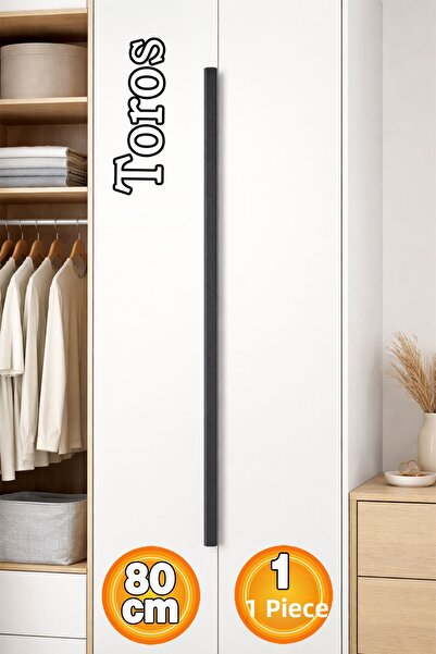 Badem10 مقبض خزانة تروس مخطط باللون الأسود غير اللامع بطول 800 مم، مقبض عصري ...