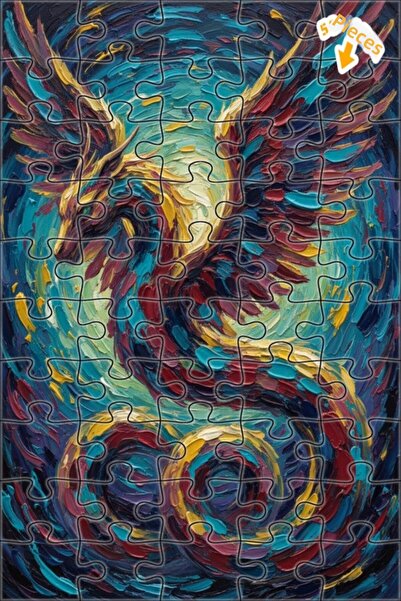 Teona Ahşap لغز فني على شكل تنين ذو أجنحة سحرية بمظهر لوحة زيتية 50 قطعة 15×25