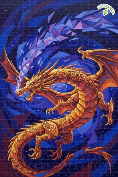 Teona Ahşap لغز خشبي مؤطر بطبقتين بمظهر لوحة زيتية لتنين سحري 800 قطعة 70×50