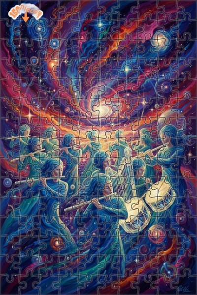 Teona Ahşap لغز خشبي بإطار مزدوج الطبقات بمظهر لوحة زيتية للفرقة الموسيقية ال...