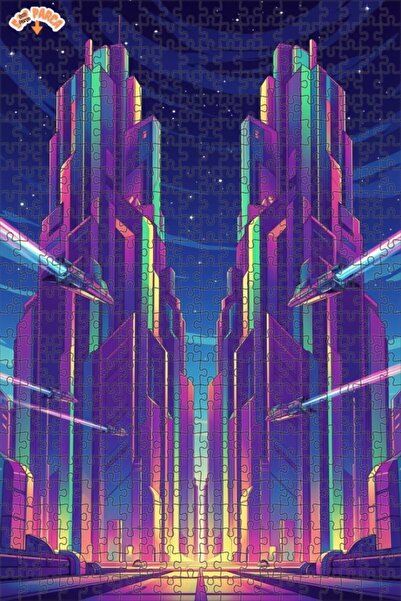 Teona Ahşap لغز خشبي بإطار مزدوج الطبقات لمناظر المدينة السايبربانكية 500 قطع...