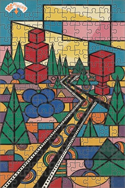 Teona Ahşap لغز خشبي مؤطر بطبقتين لفن الهندسة التجريدية 150 قطعة 20×30