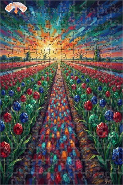 Teona Ahşap لغز خشبي مؤطر بطبقتين على شكل طواحين هوائية ودوارق زهرة التوليب 1...