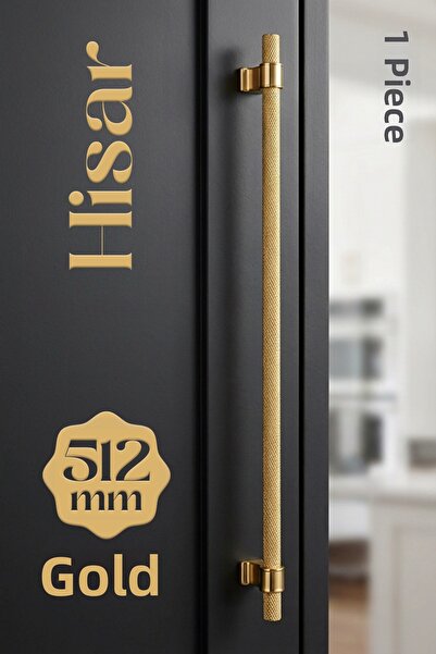 Badem10 Mâner din metal auriu Hisar, 512 mm, model zimțat, pentru mobilă, ser...