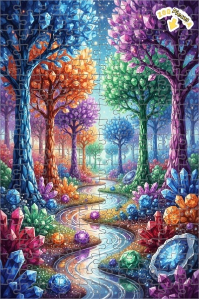 Teona Ahşap لغز خشبي بتصميم نهر الغابة الكريستالية مع مشهد مائي 200 قطعة 25×35