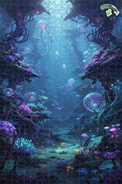 Teona Ahşap لغز خشبي مؤطر بطبقتين بمظهر لوحة زيتية لأساطير تحت البحر السحرية ...